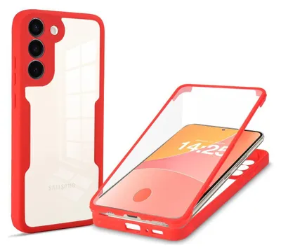 Produktbild von 360 Grad Rundum Schutz Handyhülle für Samsung Galaxy S23+ Full Cover Vollschutz Case Farbe: Rot
