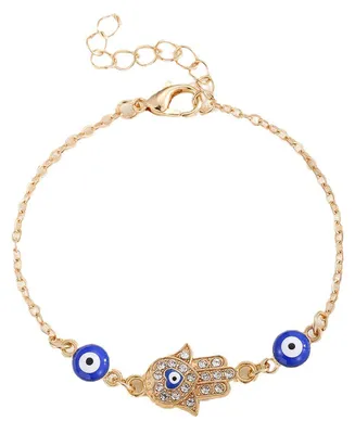 Produktbild von Armband mit bösem Blick, Hand der Fatima, Damenarmband, verstellbare Kette, blaues Armband mit Zirkonia, Schmuckgeschenk für Ihre Frau