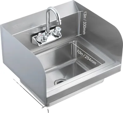 Produktbild von Handwaschbecken, langlebiger Edelstahl, auslaufsichere Armatur, Mit Baffle