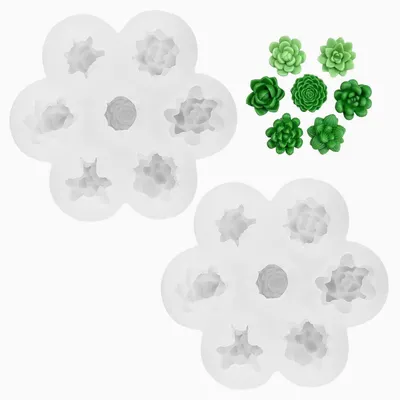Produktbild von 3D Silikonform Blumen Sukkulenten 2 Stück für Gips Harz Kerzen Seife Schmuck