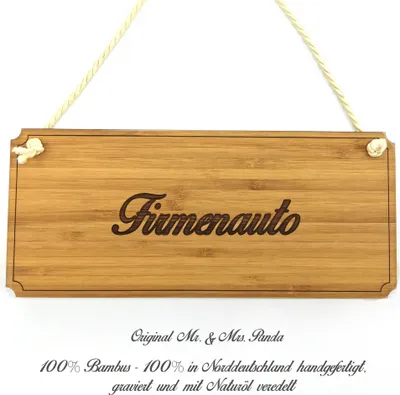 Produktbild von Mr. & Mrs. Panda Schild Firmenauto - Geschenk, wandtafel, Wegweiser, Werbeschild, Shabby, Infotafel, Graviert, Geschenkidee, Holzschild, Landhaus