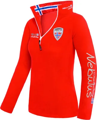 Produktbild von Nebulus Fleecepullover SKANDINAVIA Damen, warmer Fleecepullover, Pulli aus Fleece mit Half Zip Reißverschluss, Q1004 - Damen, rot, S/36