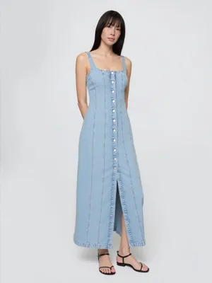 Produktbild von GAP Damen Jeans Maxikleid ärmellos Rundhalsausschnitt Blau Größe XXS