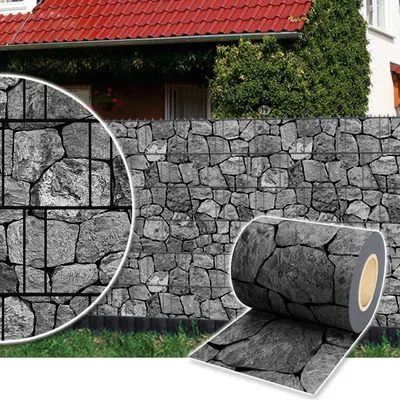 Produktbild von Sichtschutz Rolle 35m blickdicht PVC Zaunfolie Sichtschutzfolie Windschutz für Doppelstabmatten Zaun Sichtschutzrolle - Stein-Anthrazit