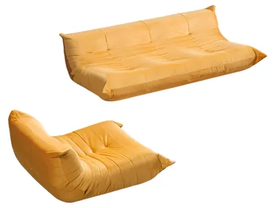 Immagine prodotto di Moderno salotto arancione Set divani imbottiti Poltrona a 3 posti