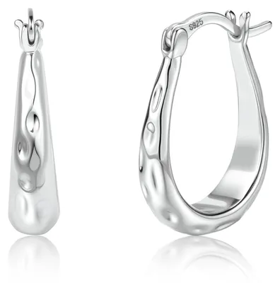 Productafbeelding van Oorbellen - Ovalen Hoepel - 925 Sterling Zilver - Hypoallergene - Voor Vrouwen en Meisjes