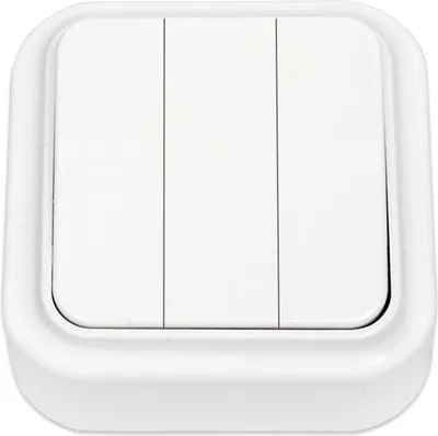 Produktbild von Dreifach-Lichtschalter Aufputz IP20, 3-fach schalter, farbe weiß, serie Praleska