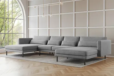 Produktbild von Wohnlandschaft U-Form Sofa AGADA in Stoff Verita Hellgrau