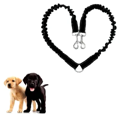 Produktbild von Hundeleine für zwei Hunde, verstellbare Doppelleine mit 360° Drehung, Trainerleine für kleine, mittlere und große Hunde, schwarz