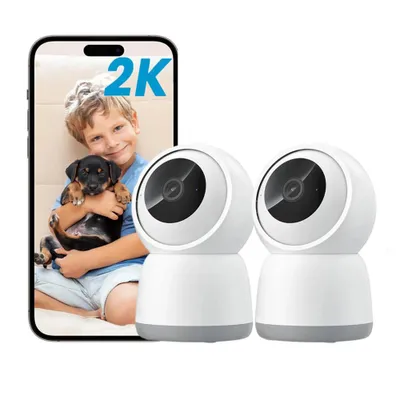 Produktbild von 2X 360° Schwenkbar Überwachungskamera Innen, 2,4GHz / 5GHz WiFi Kamera Indoor für Baby, Auto-Tracking, PIR Bewegungserkennung, Auto Tracking, Alexa