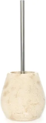 Produktbild von Bürstenhalter aus cremefarbenem Marmor mit Bürste, 12 cm