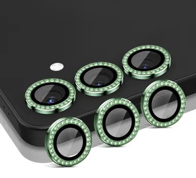 Produktbild von Kamera Linsenschutz Glas Set mit Schmucksteinen für Samsung Galaxy S25 Schutzglas Camera Linse Schutz Panzerfolie 9H Pastell Grün