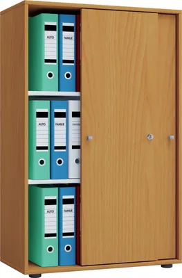 Produktbild von Lona XL Büroschrank mit 2 Schiebetüren und Schloss Buche Nachbildung.