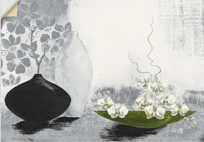 Produktbild von ARTland Wandbild, selbstklebend Modernes bauchiges Gefäß mit Orchideen Größe: 70x50 cm