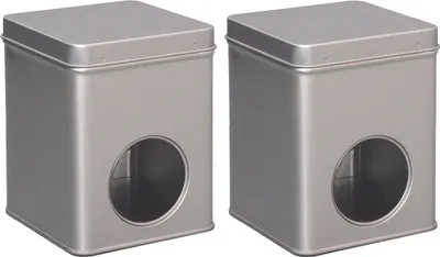 Produktbild von tea4chill Teedosen / Kaffeedosen / Vorratsdosen Set „Silver Window“, 2 Dosen je 200g, Scharnierdeckel