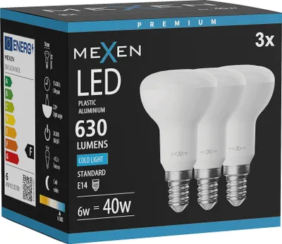 Produktbild von Mexen Nova 3x LED-Lampe E14, R50, 6W, Kalt - 6500K, 630 lm - L103-E14-0665-01x03