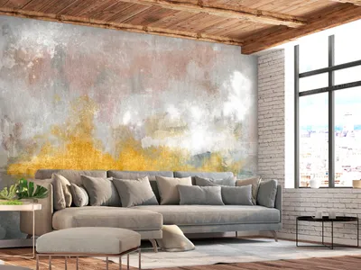 Immagine prodotto di Carta da parati fotografica in tessuto non tessuto astratta 400x280 cm carta da parati murale XXL aspetto cemento beige oro come dipinto a-A-0923-a-a