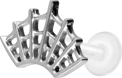 Produktbild von Ohrpiercing, Nasenpiercing PTFE Labret mit Innengewinde + Titan-Aufsatz SPINNENNETZ Silber Stablänge: 8mm | Stabstärke: 1,2mm