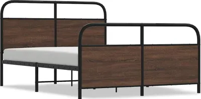Image de vidaXL Lit métallique sans matelas brun imitation chêne 137x190 cm
