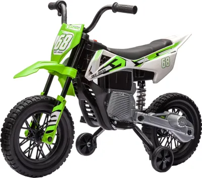 Produktbild von 12V Elektro-Motorrad für Kinder 3-6 Jahre, mit Musik und Trainingsrädern, grün