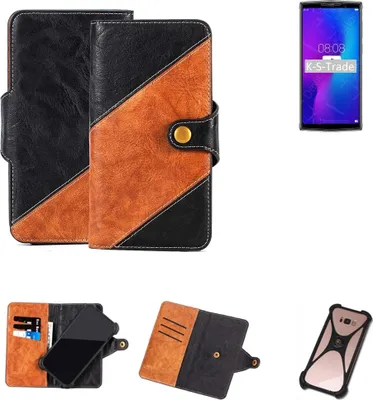 Produktbild von K-S-Trade Handyhülle Schutzhülle Bookstyle Case Wallet-Case kompatibel mit Doogee N100 Handy Cover Bumper Klapphülle schwarz hellbraun 1x