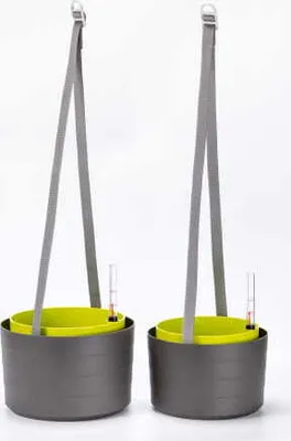 Produktbild von Plastia | Hängende Pflanzkübel Berberis 30x20 cm - Grau - Selbstbewässernd - Ideal für Balkon