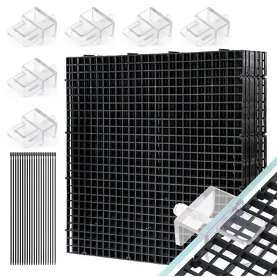 Produktbild von Aquarienabdeckung Kunststoffgitter Set 30x30 cm Schwarz 8-tlg.