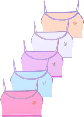 Produktbild von 5er Set Mädchen Bustier Baumwolle - Strass - Spaghettiräger - 5 Mix 164-170