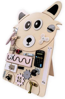 Produktbild von Motoriktafel „Fuchs Julia“ – Montessori Busyboard aus Holz