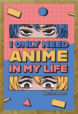 Produktbild von Anime - Poster - All I need is Anime + Wechselrahmen, Shinsuke® Maxi MDF Eiche, Acryl-Scheibe