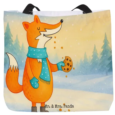 Produktbild von Mr. & Mrs. Panda Tote Bag Fuchs Keks Design - Weiß - Geschenk, Weihnachtskekse, Kekse, Reisetasche, Stoffbeutel, Winter, Weihnachtlich, Schultasche, Frieren, Füchse