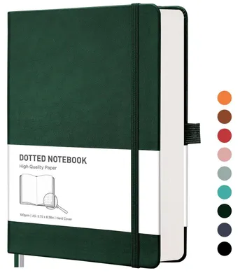 Productafbeelding van Notitieboek A5 met stippellijnen, 320 genummerde pagina's, hardcover, groen, 14,5 x 21 cm