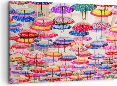 Produktbild von Bild auf Leinwand - Leinwandbild - Regenschirme City Dekoration Himmel - 120x80cm - Wand Bild - Wanddeko - Leinwanddruck - Bilder - Kunstdruck - Leinwand bilder - Wandkunst - AA120x80-3145