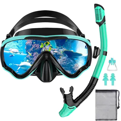 Imagen del producto de Kit de snorkel con máscara y tubo de respiración seco para aventuras submarinas