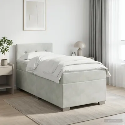 Immagine prodotto di Maison Exclusive - Letto boxspring con materasso grigio chiaro 90 x 190 cm velluto