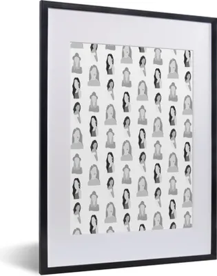 Produktbild von MuchoWow® Gerahmtes Poster Hintergrund - Frau - Schwarz - Weiß 30x40 cm - Poster mit Schwarzem Bilderrahmen Wandposter Rahmen Foto Bilder - Wandposter Schlafzimmer