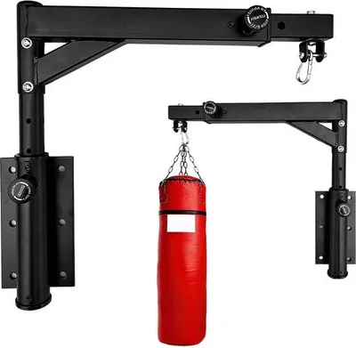 Obrázek produktu pro Uniqoos® Nastavitelný, tichý držák na boxovací pytel s 360° rotací – nosnost 227 kg, výška 40–50 cm, délka 40–63 cm, kov, včetně montážního materiálu, pro použití v interiéru i exteriéru