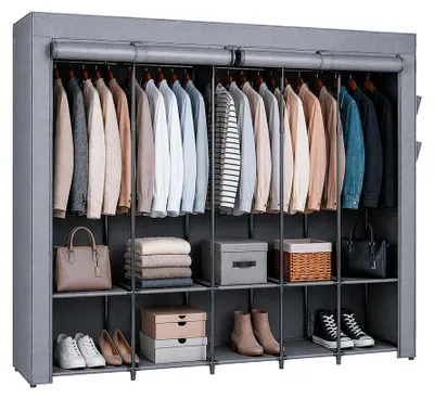 Produktbild von Tragbarer Stoffkleiderschrank von Harbour Housewares – 211 x 45 x 167 cm – Grau