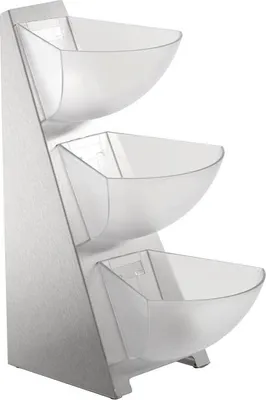 Produktbild von APS 11444 Gestell MULTI RACK, 3-stufig, Gestell aus Edelstahl, Schütten aus Kunststoff (ABS) je 1 Liter, 19 x 24 cm, Höhe 41 cm,  Germany, Edelstahl/transparent