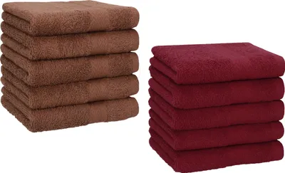 Produktbild von Betz 10 Stück Seiftücher 30x30 cm PREMIUM 100% Baumwolle Farbe: nussbraun und dunkelrot