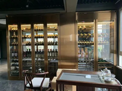 Zdjęcie produktu dla Elegancka srebrna szafka na wino ze stali nierdzewnej o nowoczesnym wyglądzie