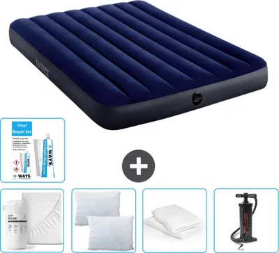 Produktbild von Intex Airbed - Doppelbett - 137 x 191 x 25 cm - Blau - Im Lieferumfang enthalten Spannbettuch - Küssen - Pumpe - Reperaturset en Kissenschutz