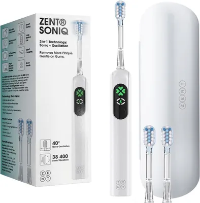 Produktbild von Elektrische Zahnbürste,38.400 VPM Oszillation,IPX7,4 Reinigungsmodi, Elektrische Zahnbürste mit Reiseetui, USB-C Ladekabel,2 Bürstenköpfe,30 Tage Akku