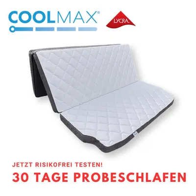 Produktbild von Matratze für VW T6 T6.1 T5 California Beach 10x148x198 cm Schlafauflage, Viscoschaum H2 Klappmatratze, Coolmax (Polyesterfasern) Bezug, klebstofffrei