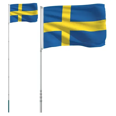 Produktbild von vidaXL Flagge Schwedens mit Mast 5,5 m Aluminium