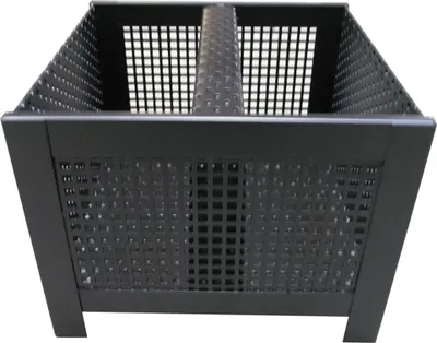 Produktbild von Pelletskorb Brennkorb Brennkammer Korb Schwarz beschichtet 2 Kammern 24x24x18cm