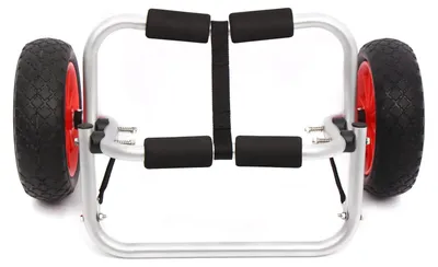 Image de Chariot pliable sur roues avec sangle - Adapté pour canoë, kayak ou planche de surf - Capacité de charge jusqu'à 70 kg