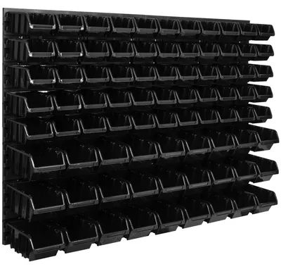 Immagine prodotto di Pannello portattrezzi – Pannello da parete per l'organizzazione degli utensili – 115 x 78 cm – Sistema di stoccaggio per garage – Include 82 contenitori