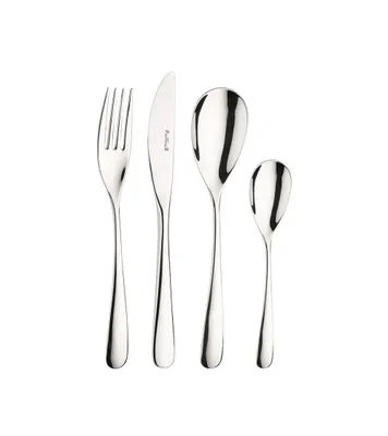 Image de Service de couverts Pinti Swing Set, 24 pièces en acier inoxydable 18/10 – Service pour 6 personnes – fourchette, couteau, cuillère et petite cuillère – Design sobre pour la table de tous les jours