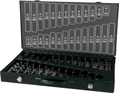 Immagine prodotto di TERRAX by RUKO Set di punte elicoidali DIN 338 tipo N, HSS-G - 220 pezzi (cassetta lamiera d'acciaio) - A214220
